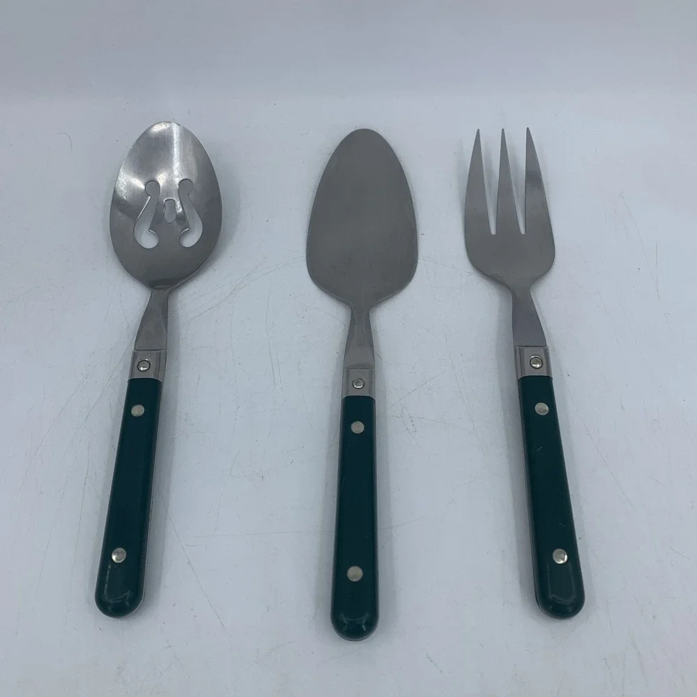Vintage Ginkgo International Le Prix 3 PC Stainless‎ Steel Hostess Serving Set